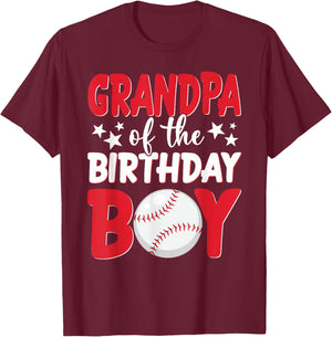 Baseball Grandpa of The Birthday Boy Family Matching T-Shirt - T-Shirt | Maroon