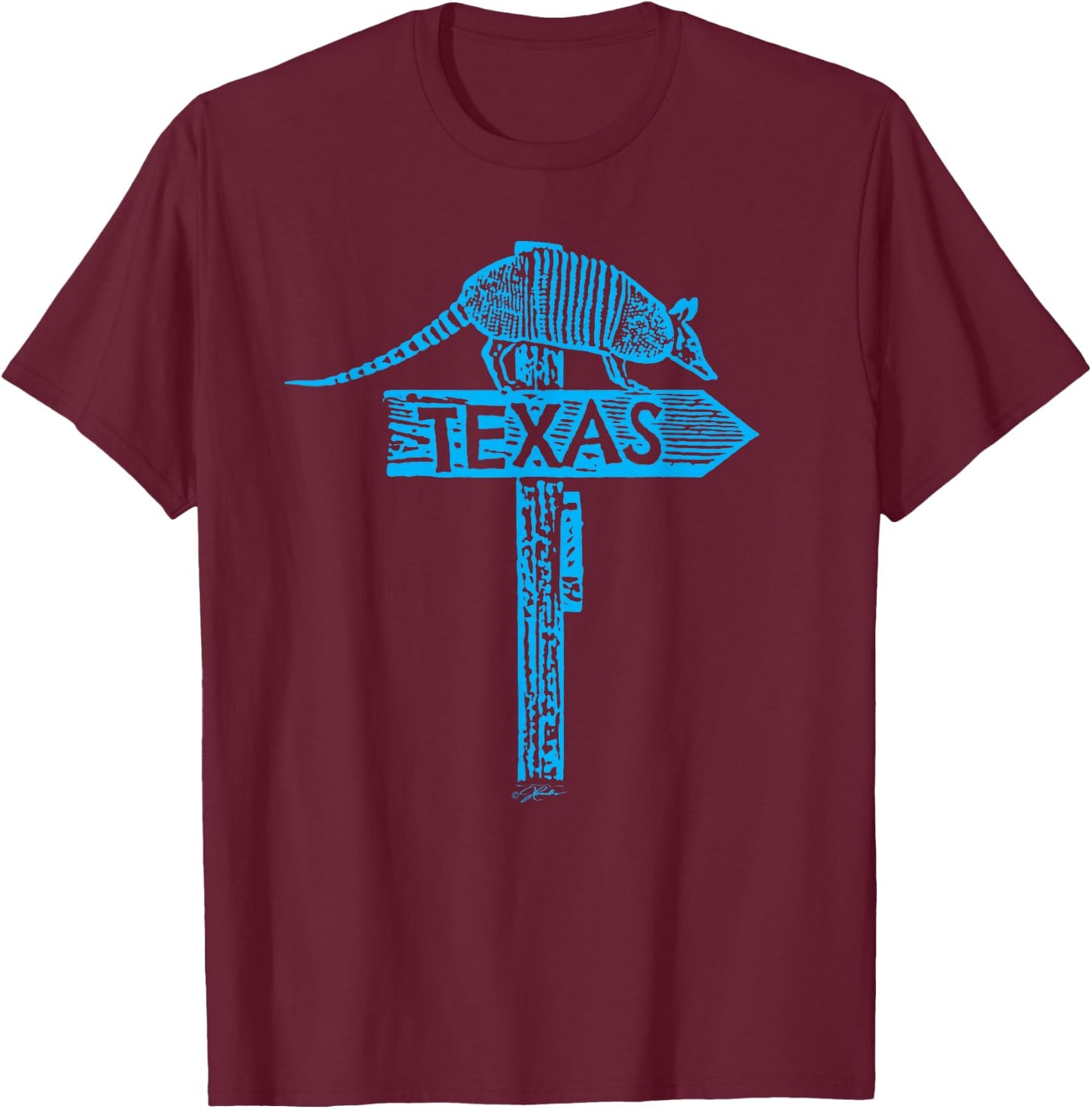 JCombs: Armadillo Texas Sign T-Shirt - T-Shirt | Maroon
