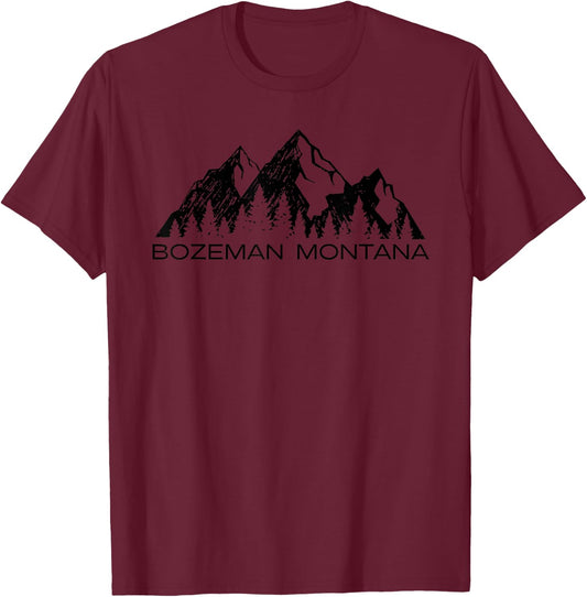 Bozeman Montana | Cool Bozeman Mountain Souvenir Gift T-Shirt - T-Shirt | Maroon
