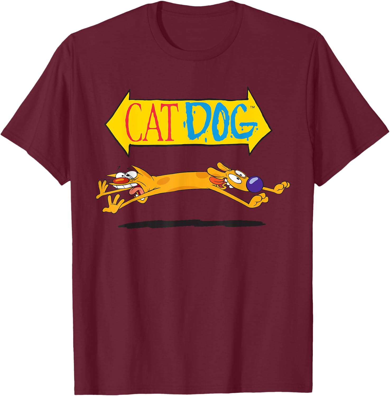 Cat Dog On Couch Nickelodeon T-Shirt - T-Shirt | Maroon