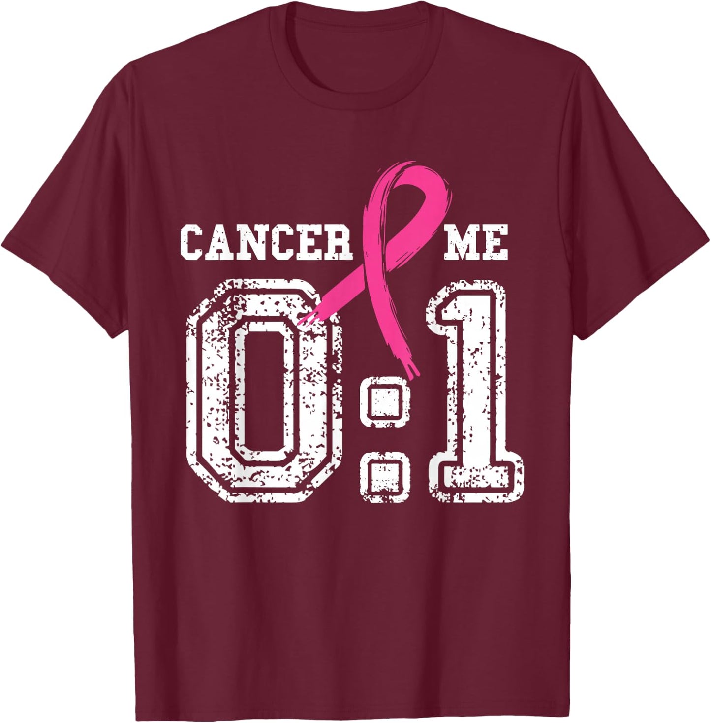 Cancer 0 Me 1 Breast Cancer Awareness Survivor Gift T-Shirt - T-Shirt | Maroon