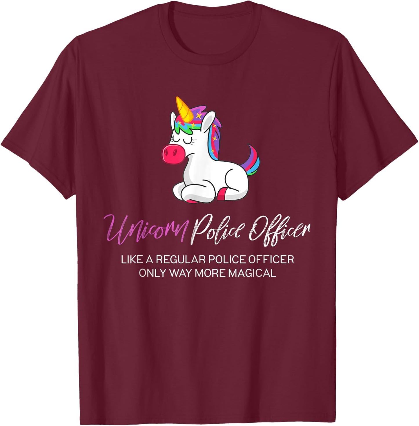 Police Unicorn Shirt, Police Officer Gifts T-Shirt - T-Shirt | Maroon
