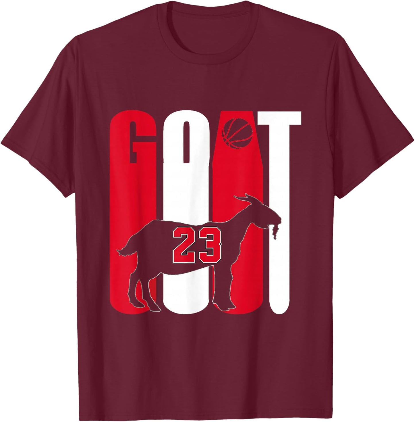 Goat (Greatest Of All Time) Basketball 23 T-Shirt - T-Shirt | Maroon