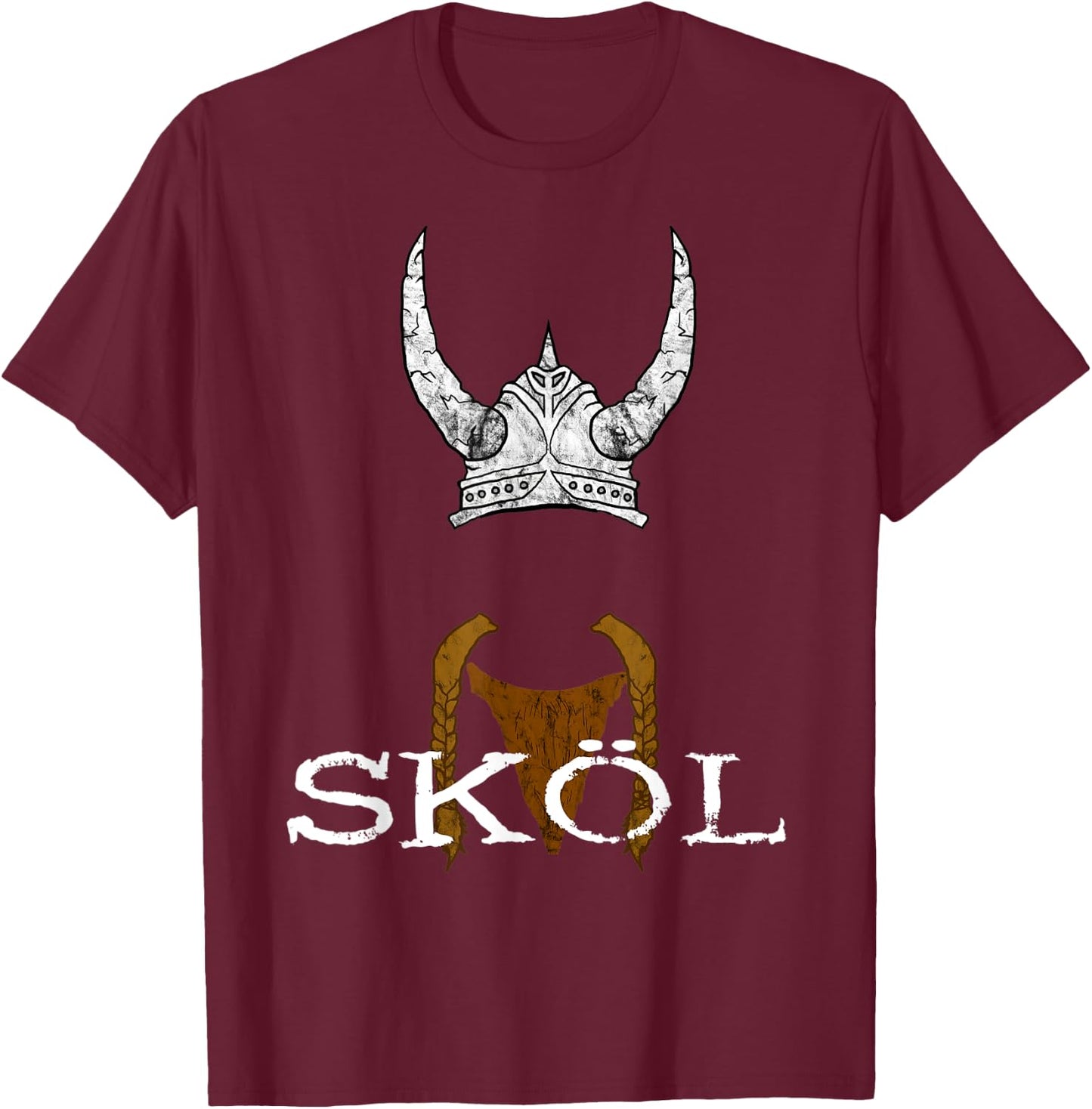 Skol Viking Helmet Nordic Scandinavian Norse Mythology T-Shirt - T-Shirt | Maroon