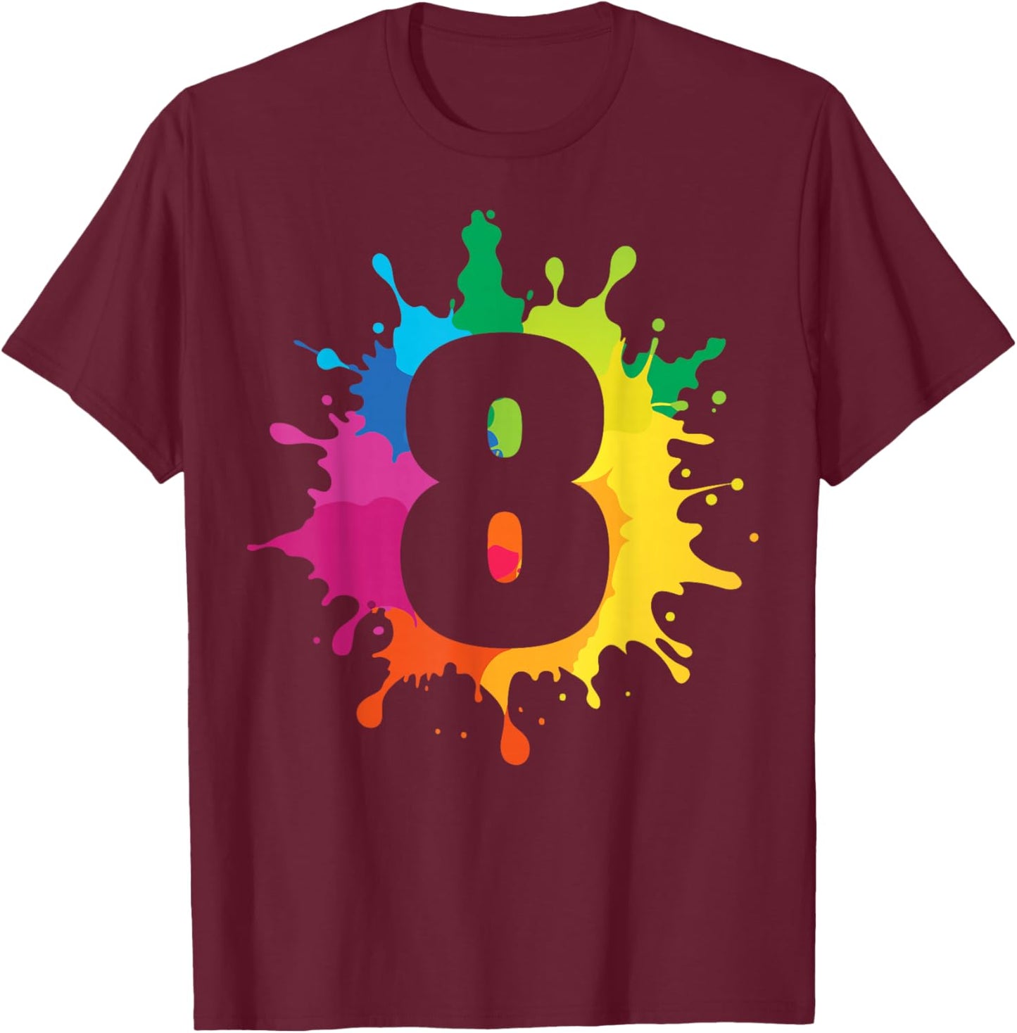 Kids 8 Years Old Painter Painting Art 8th Birthday Party T-Shirt - T-Shirt | Maroon
