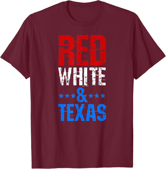 RED WHITE & TEXAS 4th Of July T-Shirt - T-Shirt | Maroon