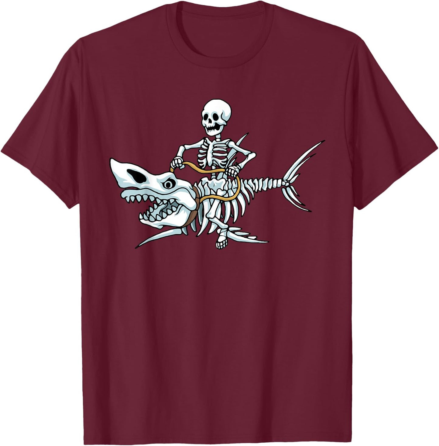 Halloween shark skeleton funny Halloween T-Shirt - T-Shirt | Maroon