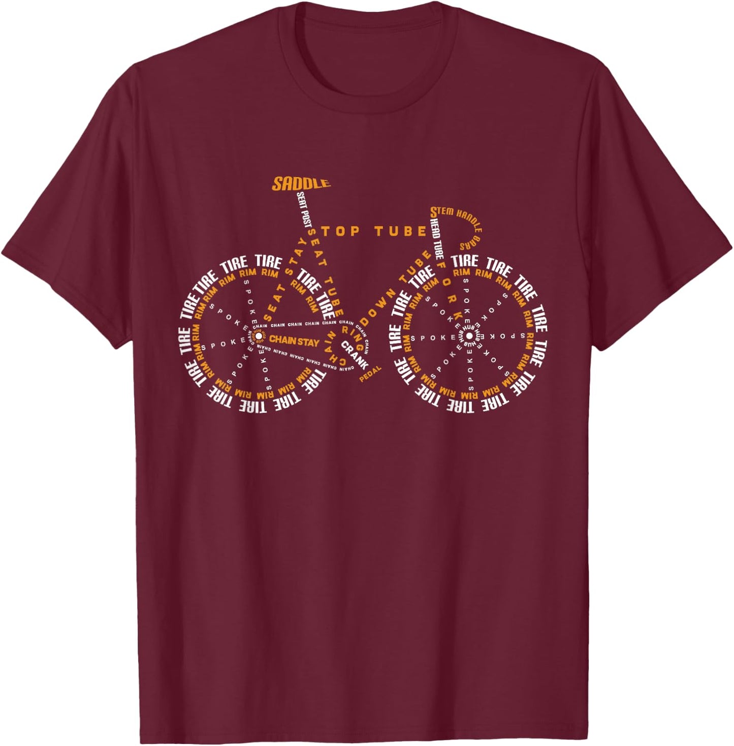 Cycling is Life Shirt, Bicycle Anatomy , Bike Shirt T-Shirt - T-Shirt | Maroon