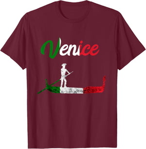 Venice Gondola Ride Italy Travel Gondolas Italia Souvenir T-Shirt - T-Shirt | Maroon