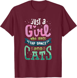 Tap Dance And Cats, Cat Lady T Shirt, Tap Dancer Gifts T-Shirt - T-Shirt | Maroon