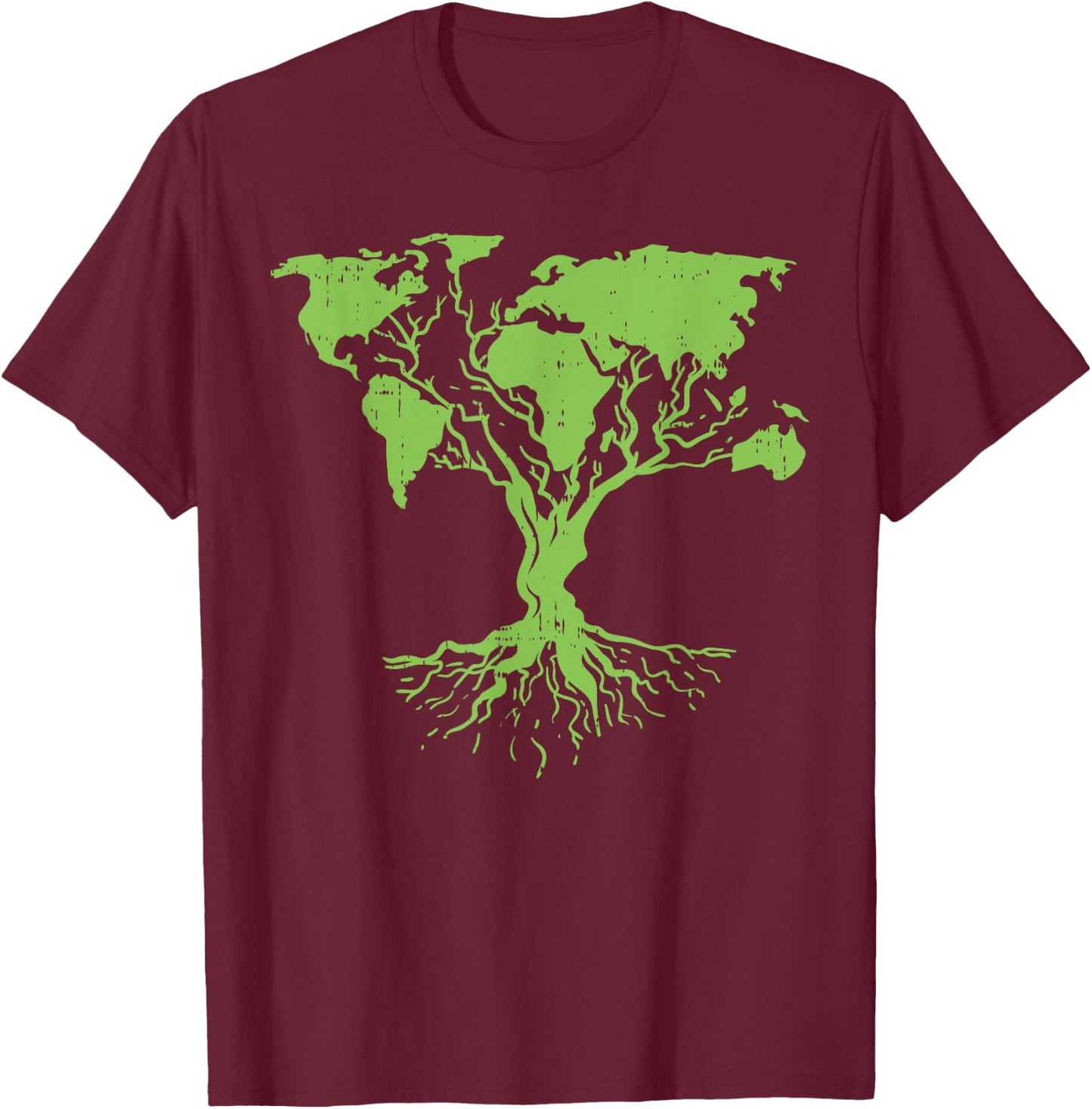 Earth Day Shirt Cute World Map Tree Pro Environment Plant T-Shirt - T-Shirt | Maroon