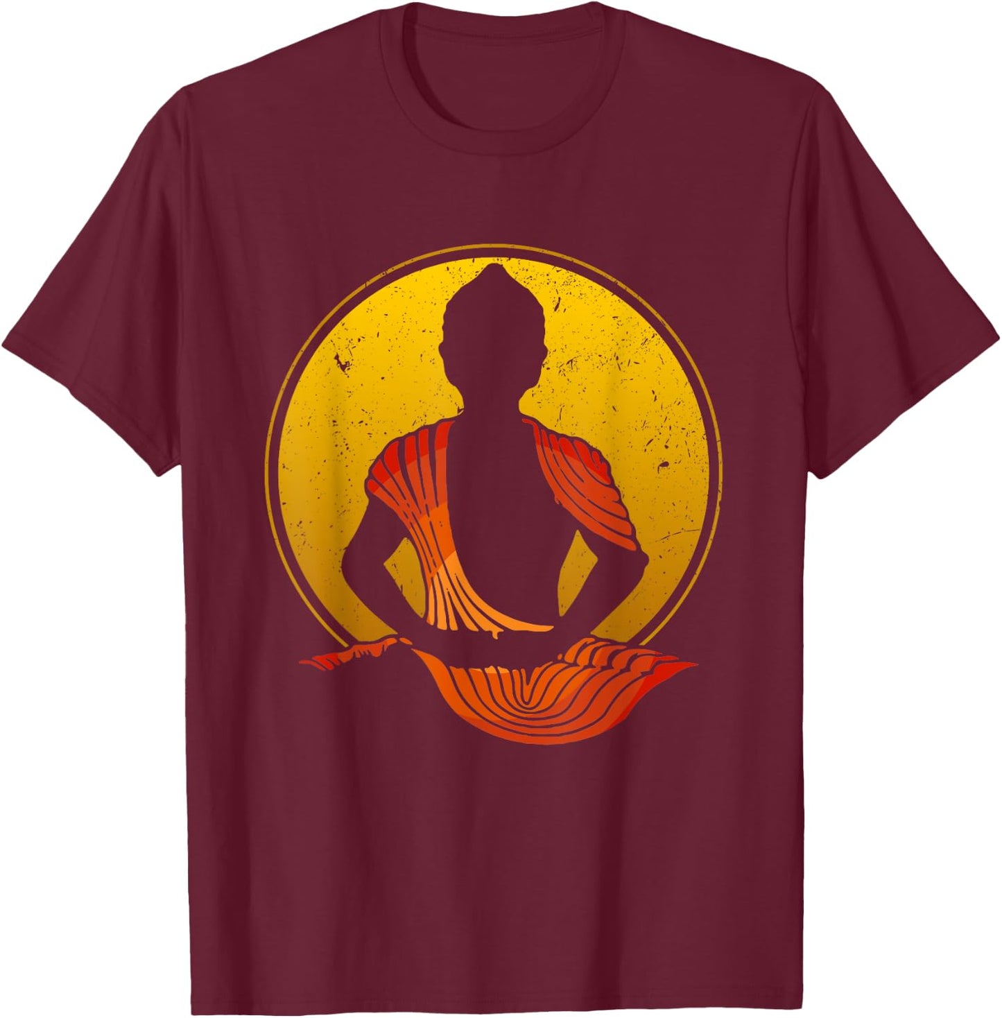 Buddha Vintage Zen Buddhism Yoga Meditation Spiritual T-Shirt - T-Shirt | Maroon