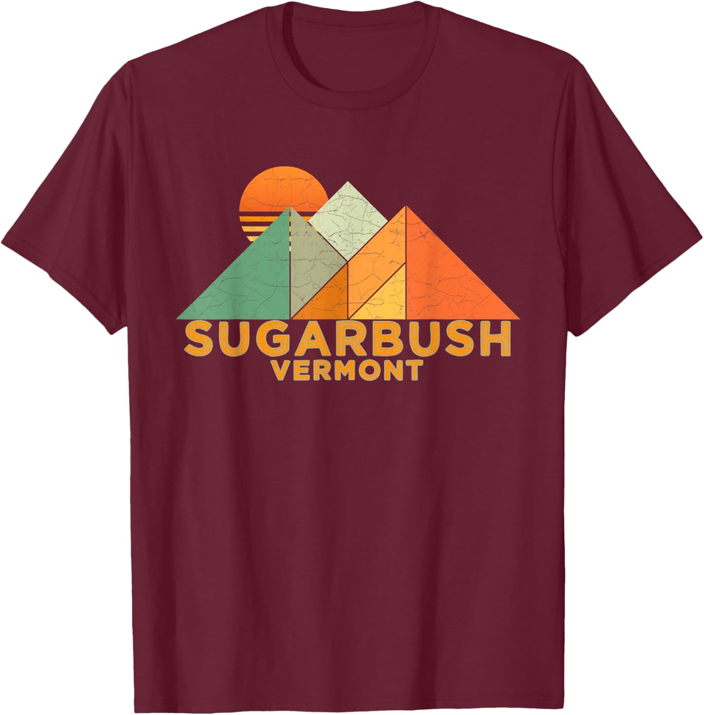 Retro Vintage Sugarbush Vermont -Distressed Shirt T-Shirt - T-Shirt | Maroon