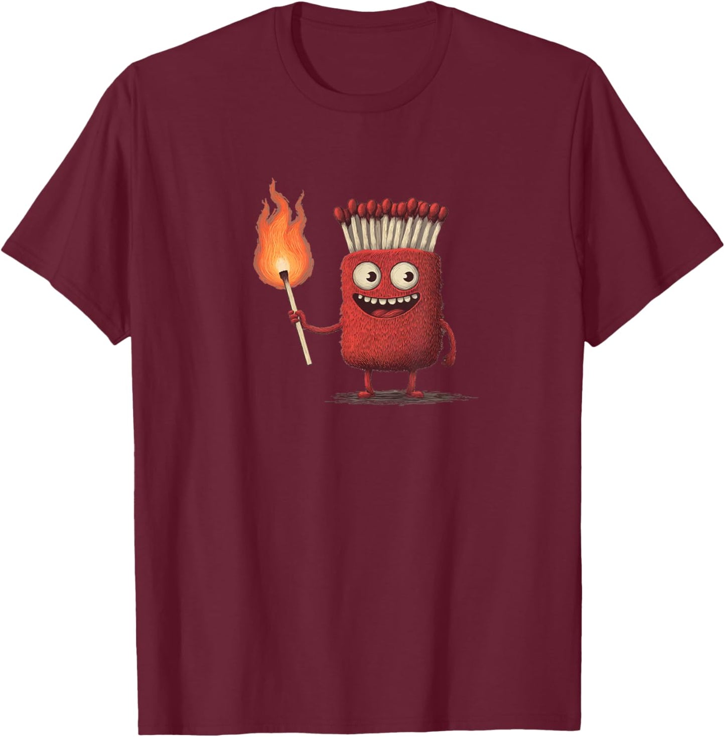 Funny Match with Fire and Flames Costume T-Shirt - T-Shirt | Maroon