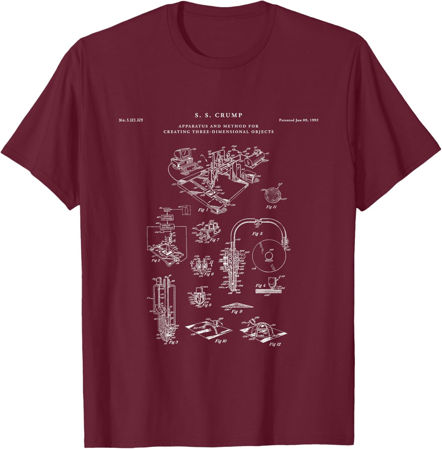 3D Printer Patent - engineer T-Shirt - T-Shirt | Maroon