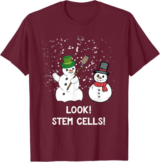 Funny Snowman Christmas Science Xmas Biology Snow Stem Cells T-Shirt - T-Shirt | Maroon