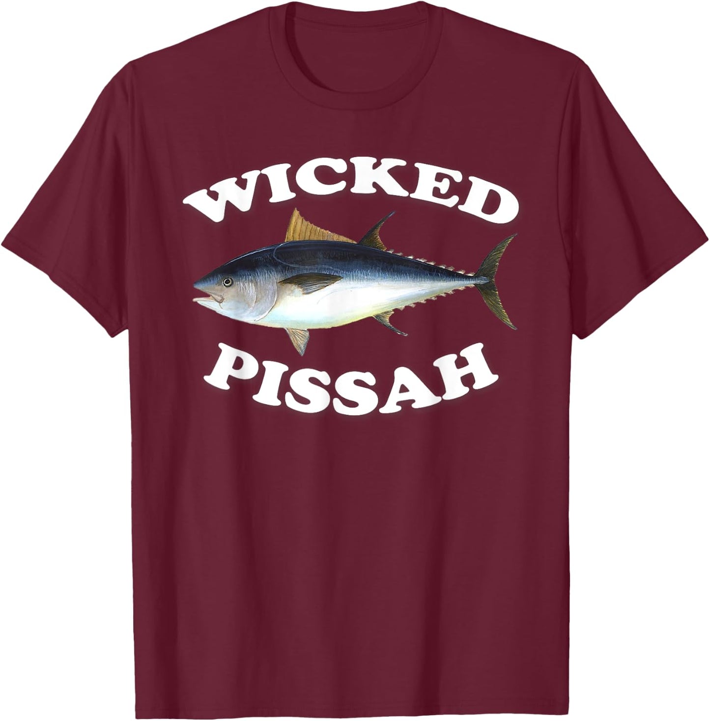 Wicked Pissah Bluefin Tuna Illustration Fishing Angler Gear T-Shirt - T-Shirt | Maroon
