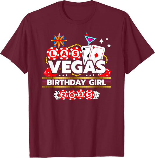 Vegas Birthday Crew - Vegas Girls Trip - Vegas Birthday 2025 T-Shirt - T-Shirt | Maroon