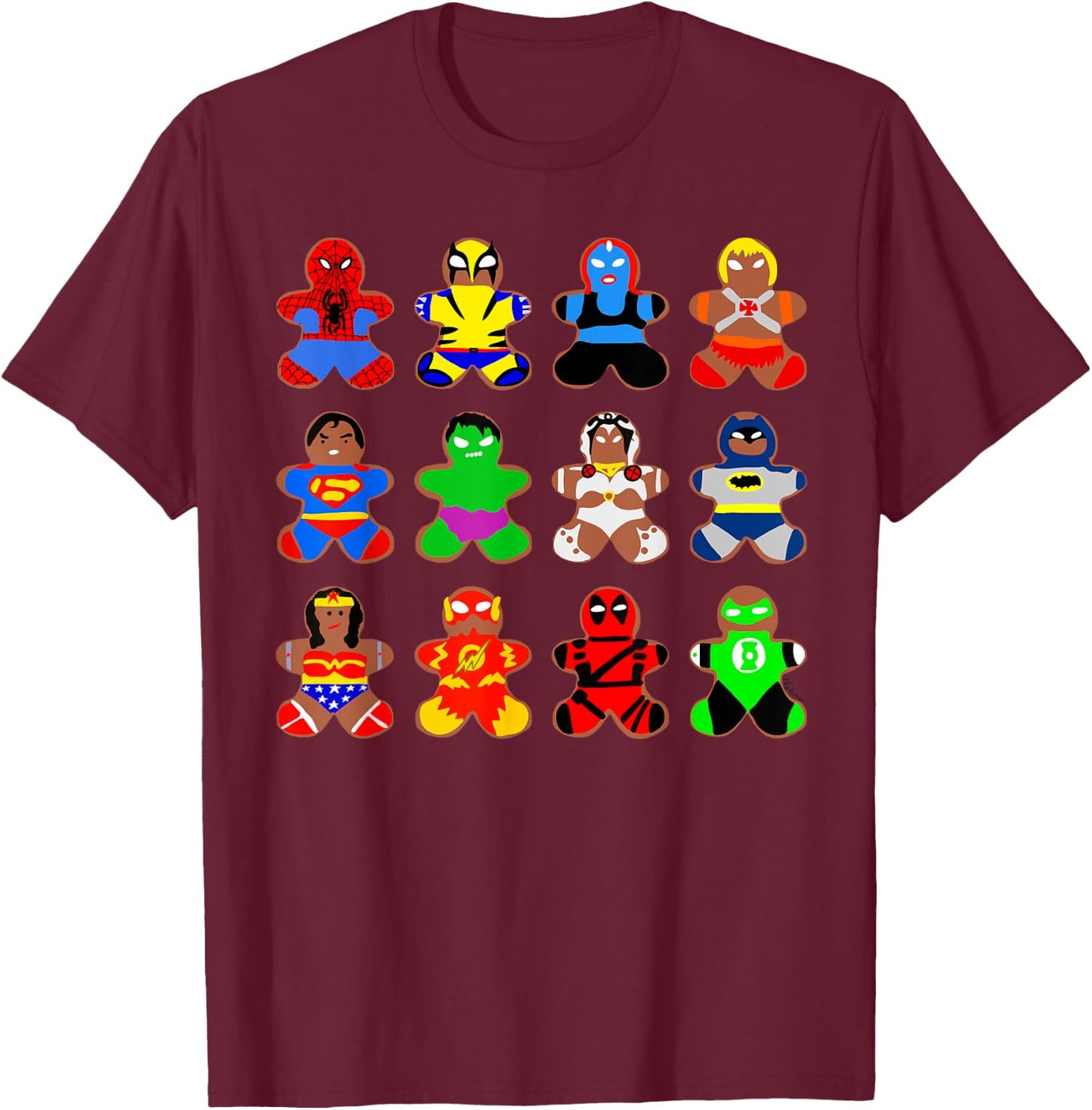 Superhero Gingerbread Man Women Men Christmas Xmas T-Shirt - T-Shirt | Maroon