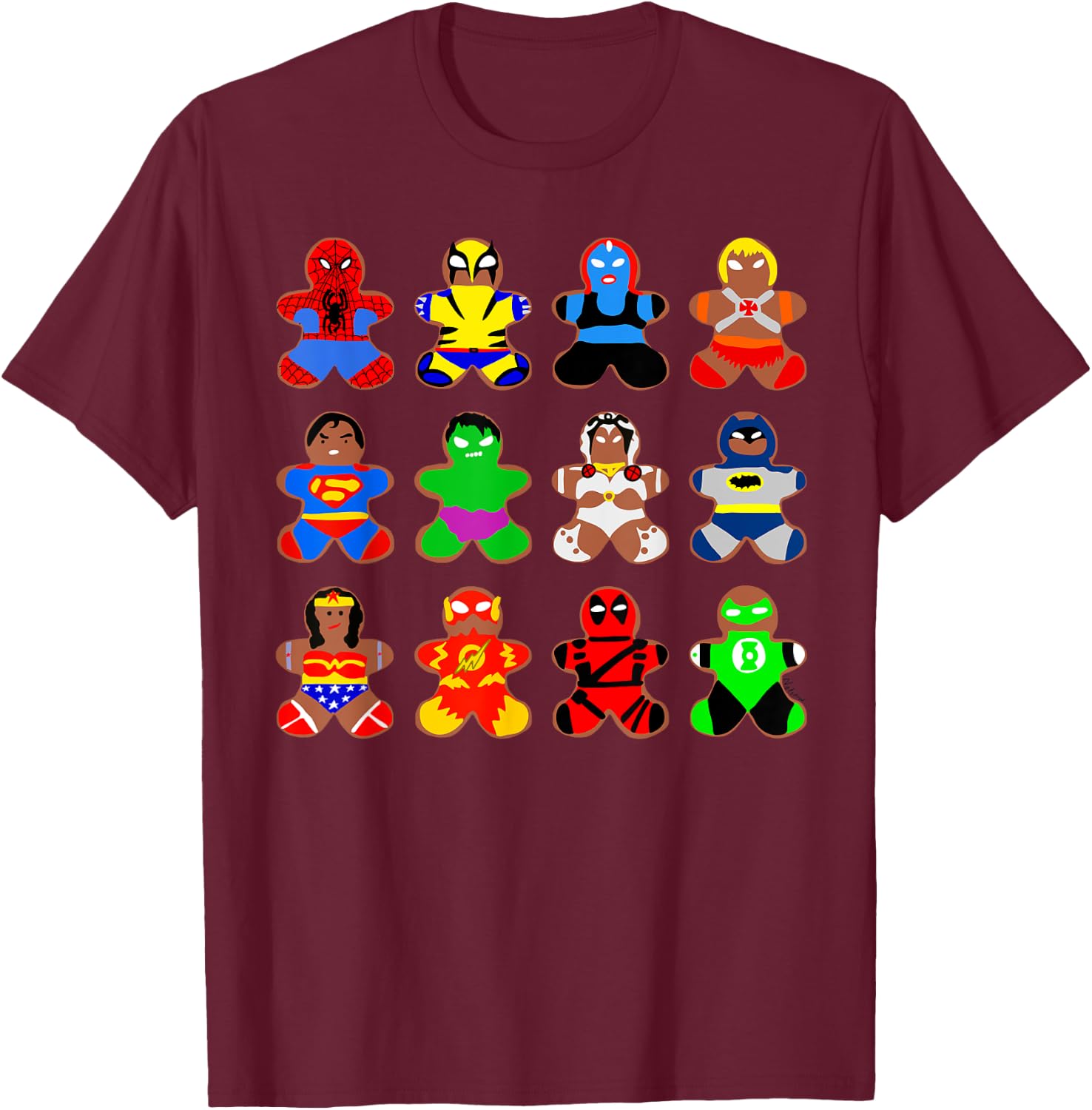 Superhero Gingerbread Man Women Men Christmas Xmas T-Shirt - T-Shirt | Maroon