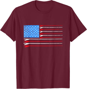 Surfboard American Flag Surfer T-Shirt - T-Shirt | Maroon