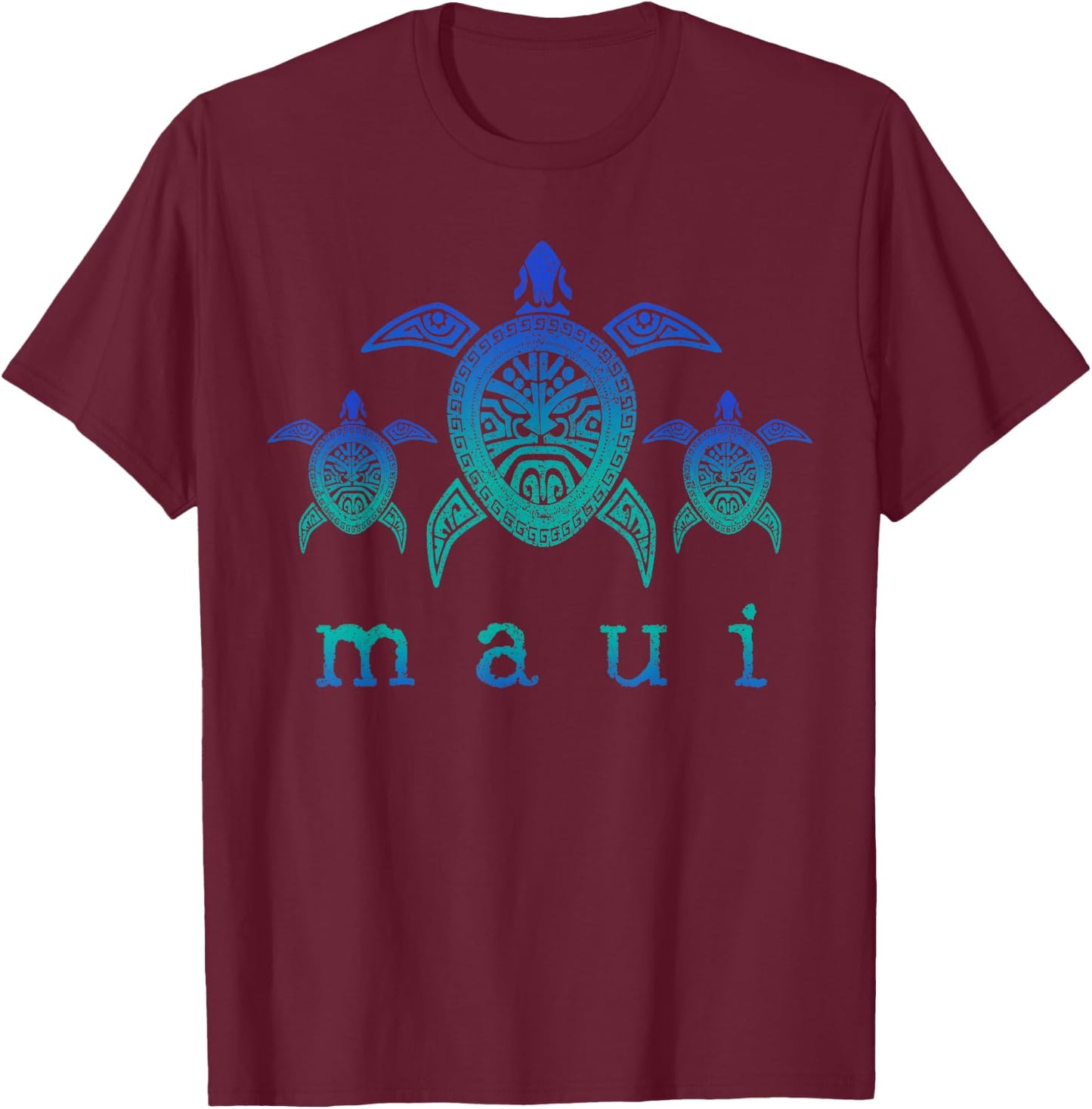 Maui - Hawaii Sea Turtles Hawaiian Scuba Diving Souvenir T-Shirt - T-Shirt | Maroon