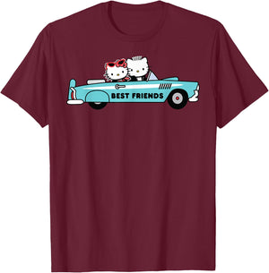 Hello Kitty Dear Daniel Best Friends Classic Car 1950's T-Shirt - T-Shirt | Maroon