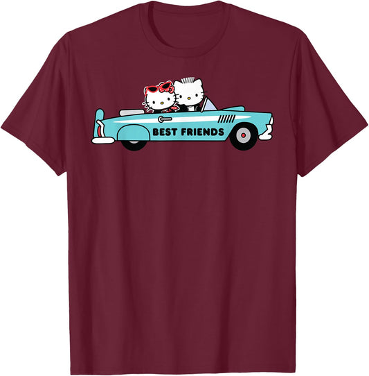 Hello Kitty Dear Daniel Best Friends Classic Car 1950's T-Shirt - T-Shirt | Maroon