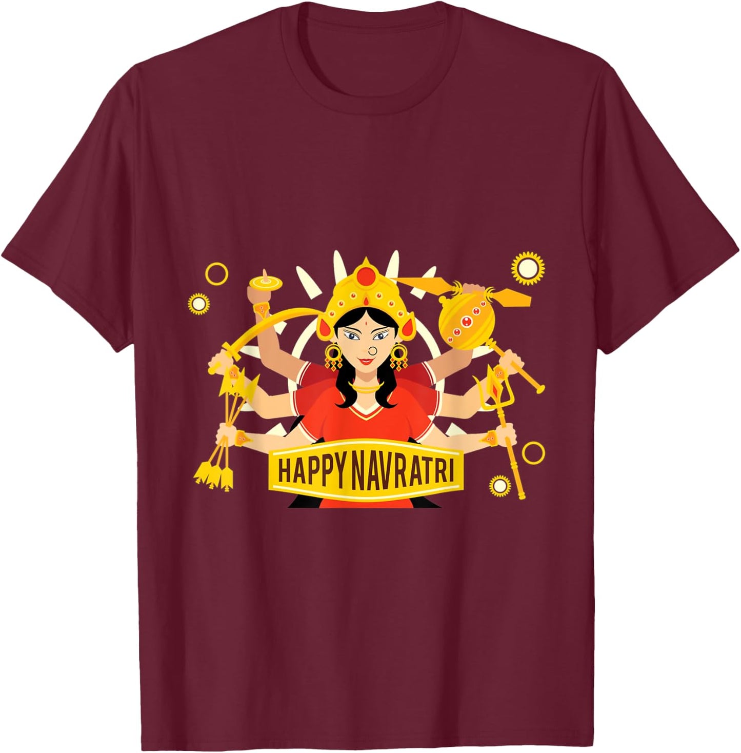 Happy Navratri - Navaratri - Hindu Festival T-Shirt - T-Shirt | Maroon