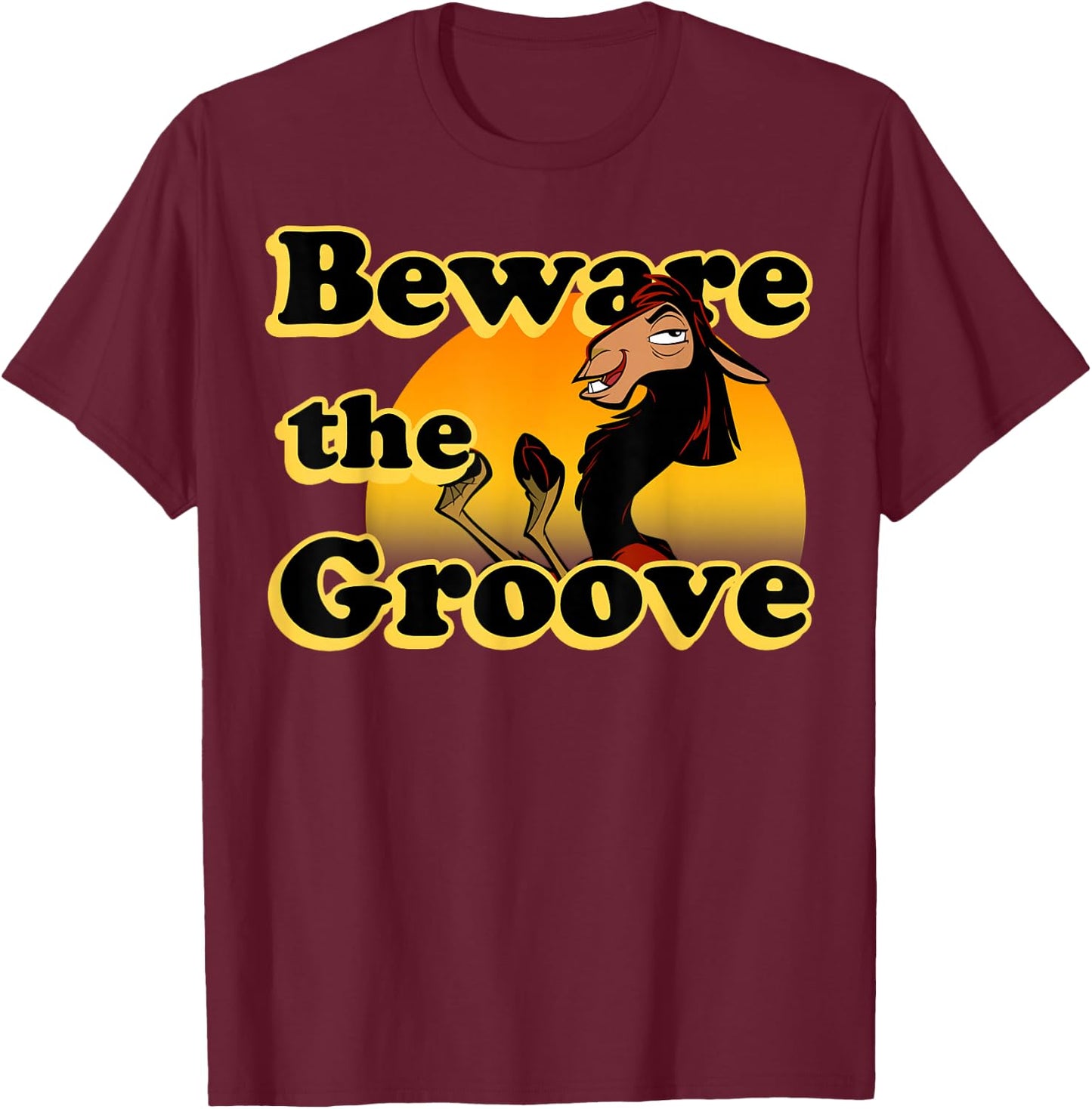Disney Emperor's New Groove Kuzco Llama Beware T-Shirt - T-Shirt | Maroon