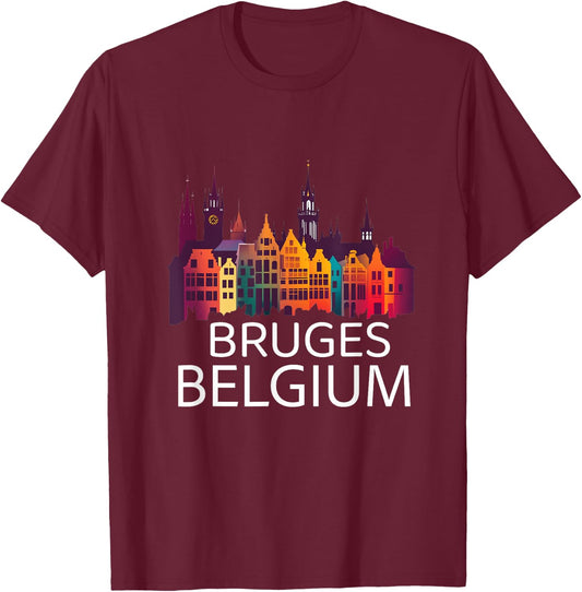 Bruges Belgium Souvenir Vacation Men Women Belgian Pride T-Shirt - T-Shirt | Maroon