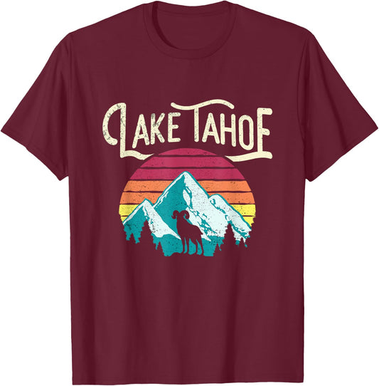 Vintage Lake Tahoe Mountains Retro T Shirt T-Shirt - T-Shirt | Maroon