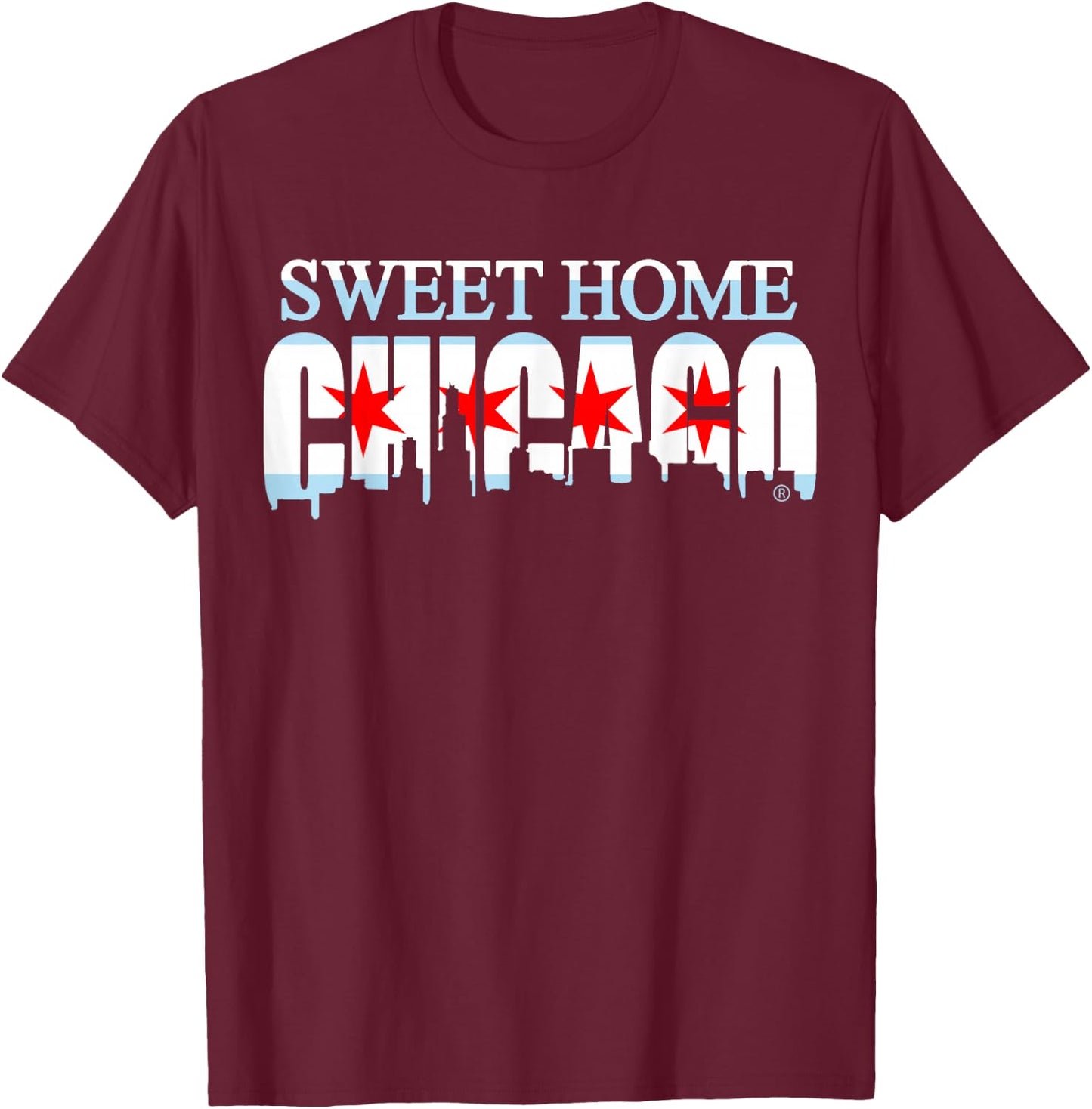 Sweet Home Chicago Flag Skyline Men Women Kids T-Shirt - T-Shirt | Maroon