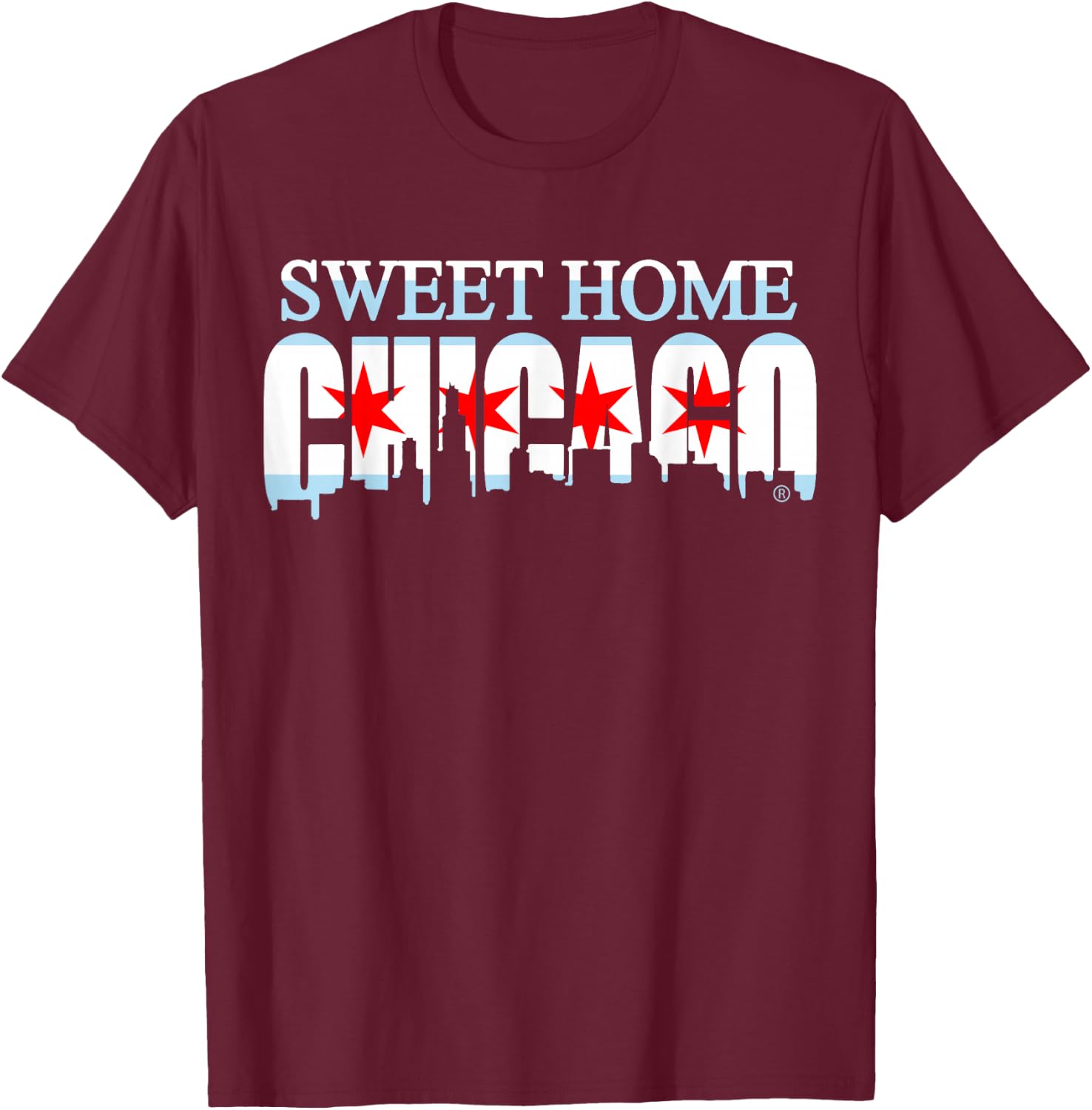Sweet Home Chicago Flag Skyline Men Women Kids T-Shirt - T-Shirt | Maroon