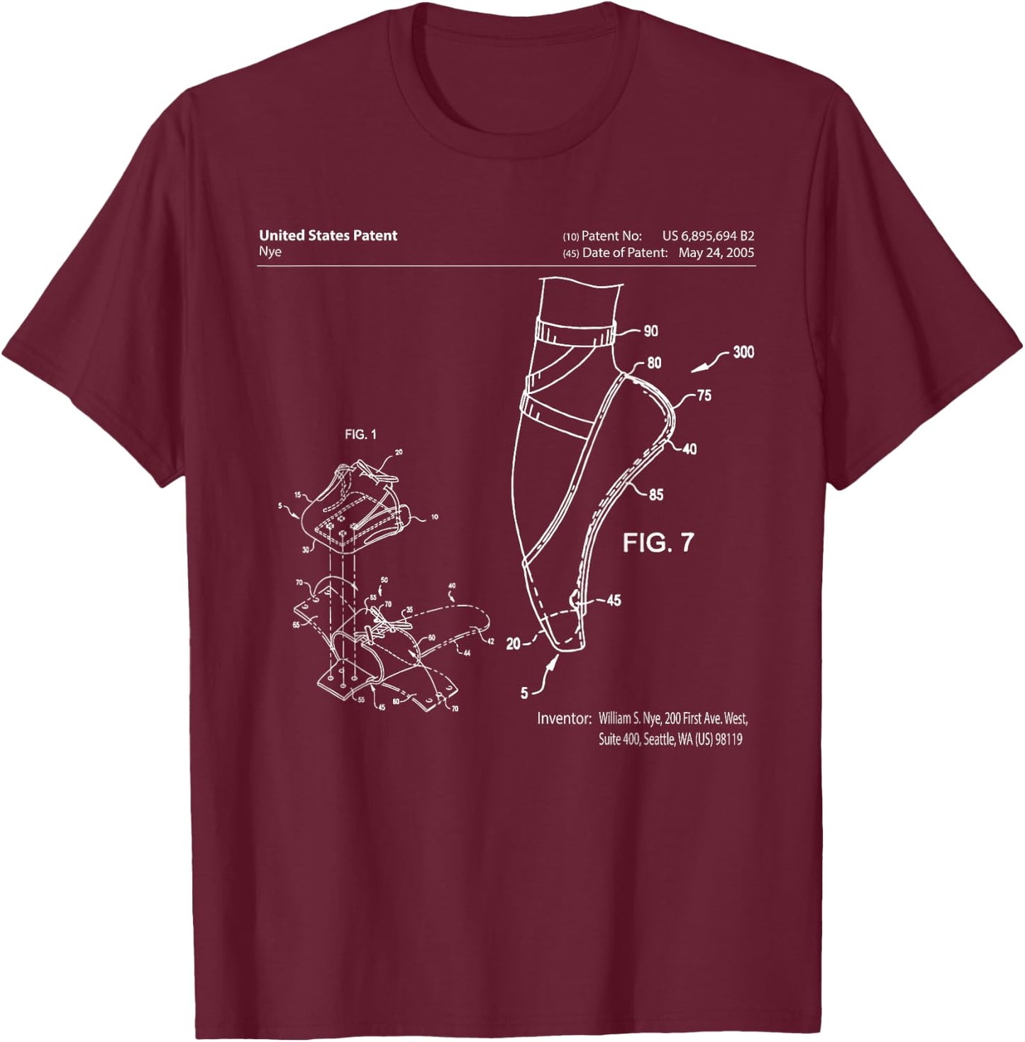 Ballet Shoe Patent Pointe Dance Studio T-Shirt - T-Shirt | Maroon
