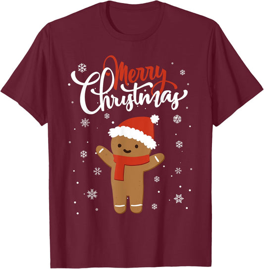 Merry Christmas Gingerbread Xmas Christmas Cookie Bakers T-Shirt - T-Shirt | Maroon