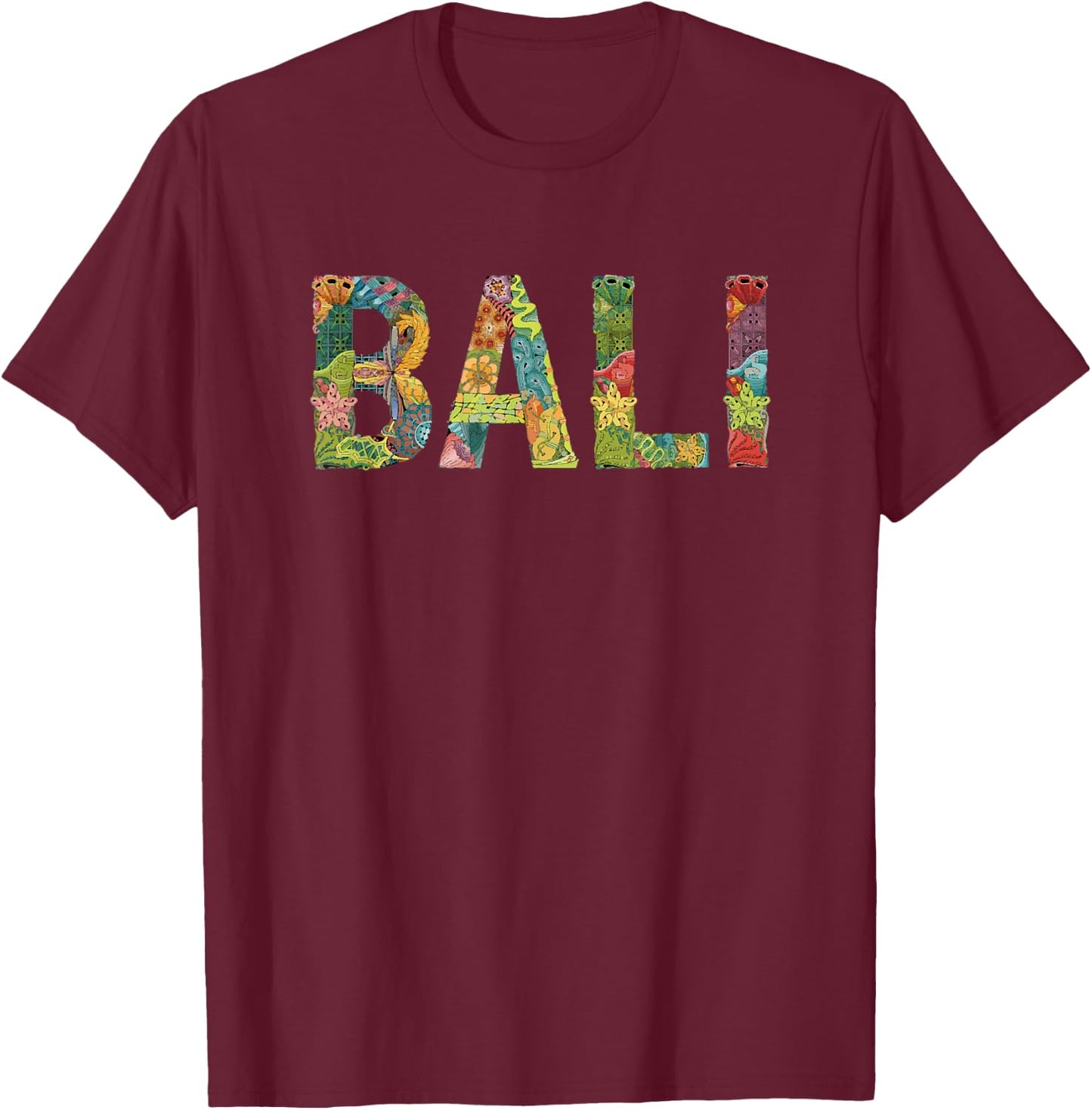 Awesome Bali Design With Jungle Font And Beautiful Colors T-Shirt - T-Shirt | Maroon