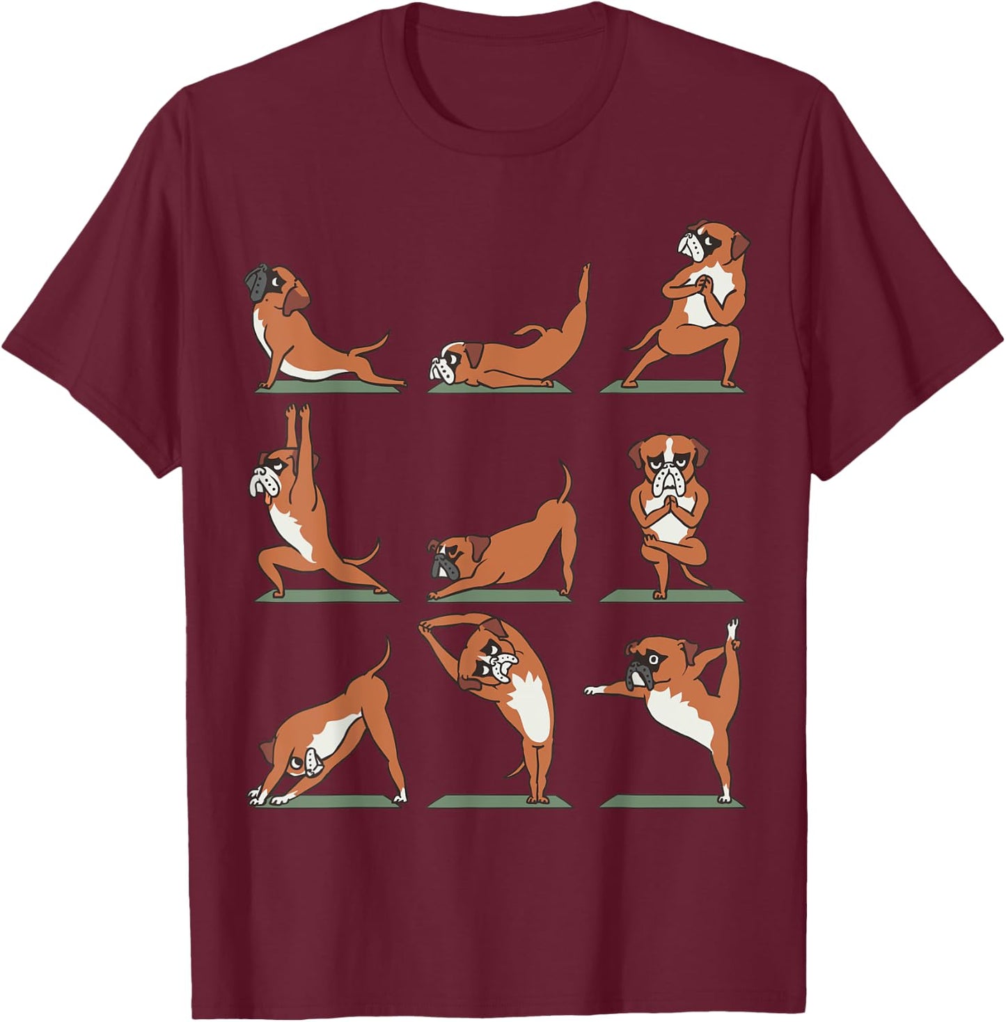 Boxer Yoga Asana Pose Meditation Funny T-Shirt - T-Shirt | Maroon