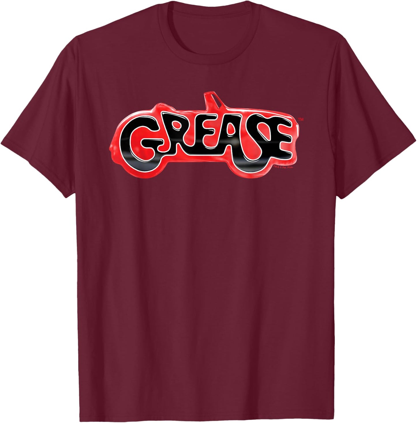 Grease Classic Red & Black Car Logo T-Shirt - T-Shirt | Maroon