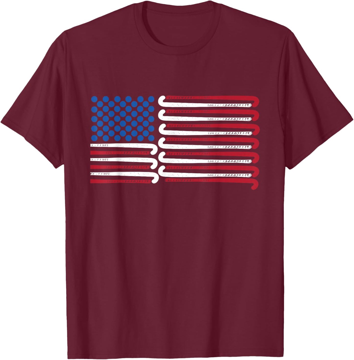 Field Hockey American Flag with Blue Balls for Stars T-Shirt - T-Shirt | Maroon
