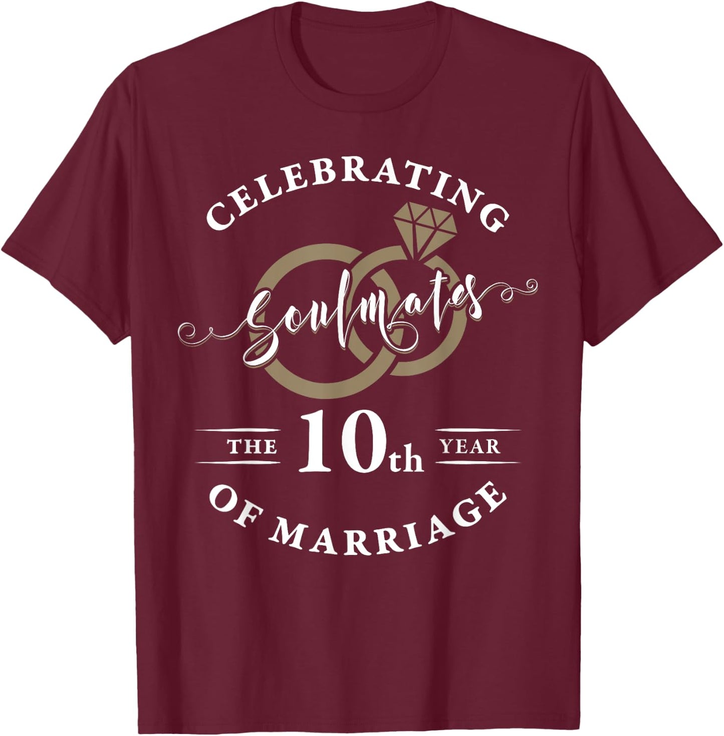 10th Wedding Anniversary - 10 Years Marriage T-Shirt - T-Shirt | Maroon