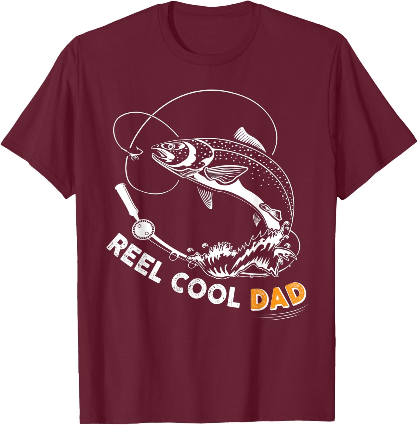Reel Cool Dad t shirt cute Salmon fish Father's day gift T-Shirt - T-Shirt | Maroon