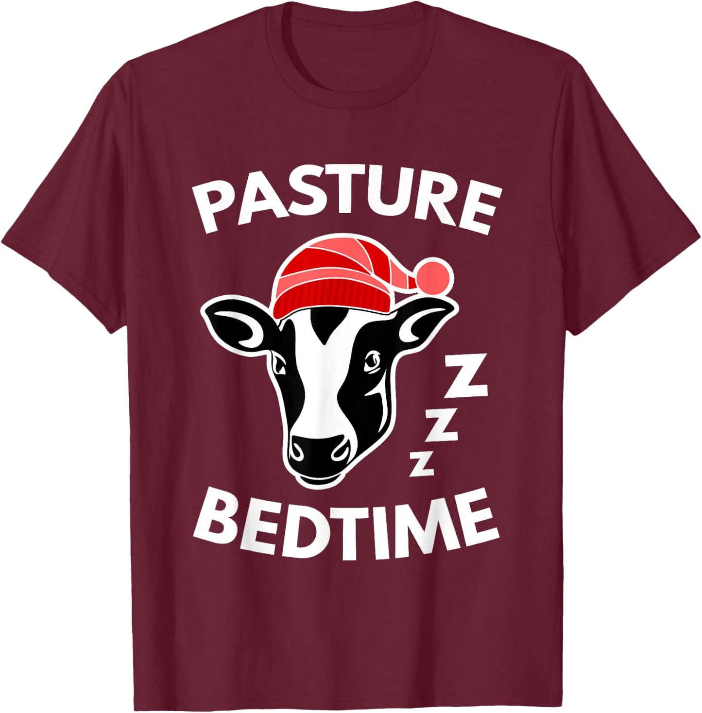 Pasture Bedtime Shirt Funny Cute Cow Pajamas Gift T-Shirt - T-Shirt | Maroon