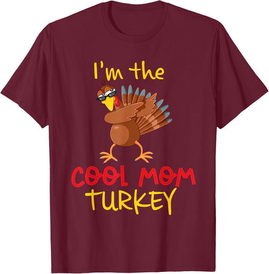 Mom Mommy Turkey Matching Family Group Thanksgiving Party T-Shirt - T-Shirt | Maroon