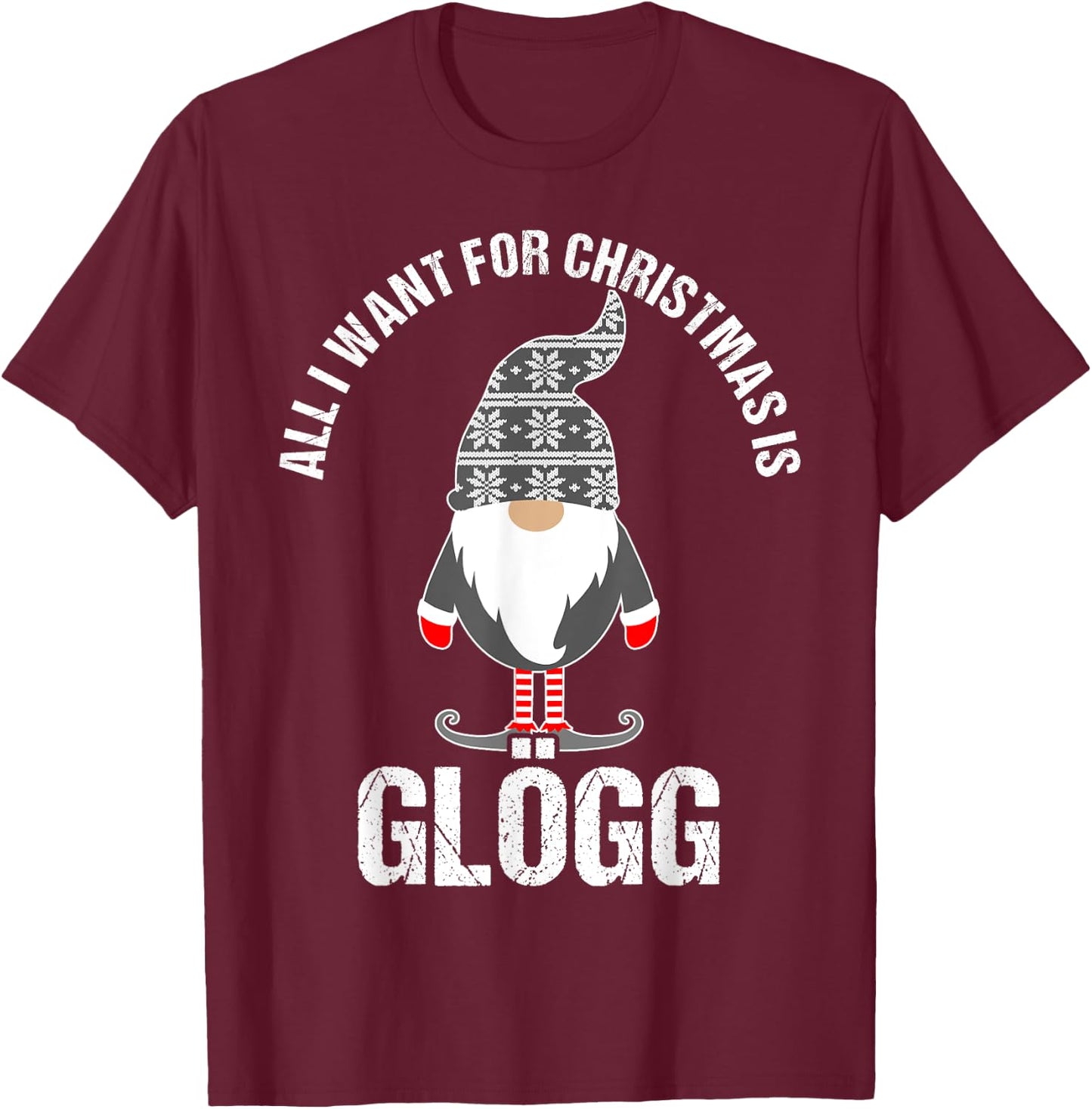 Scandinavian Glogg Tomte Christmas Drinking T-Shirt - T-Shirt | Maroon