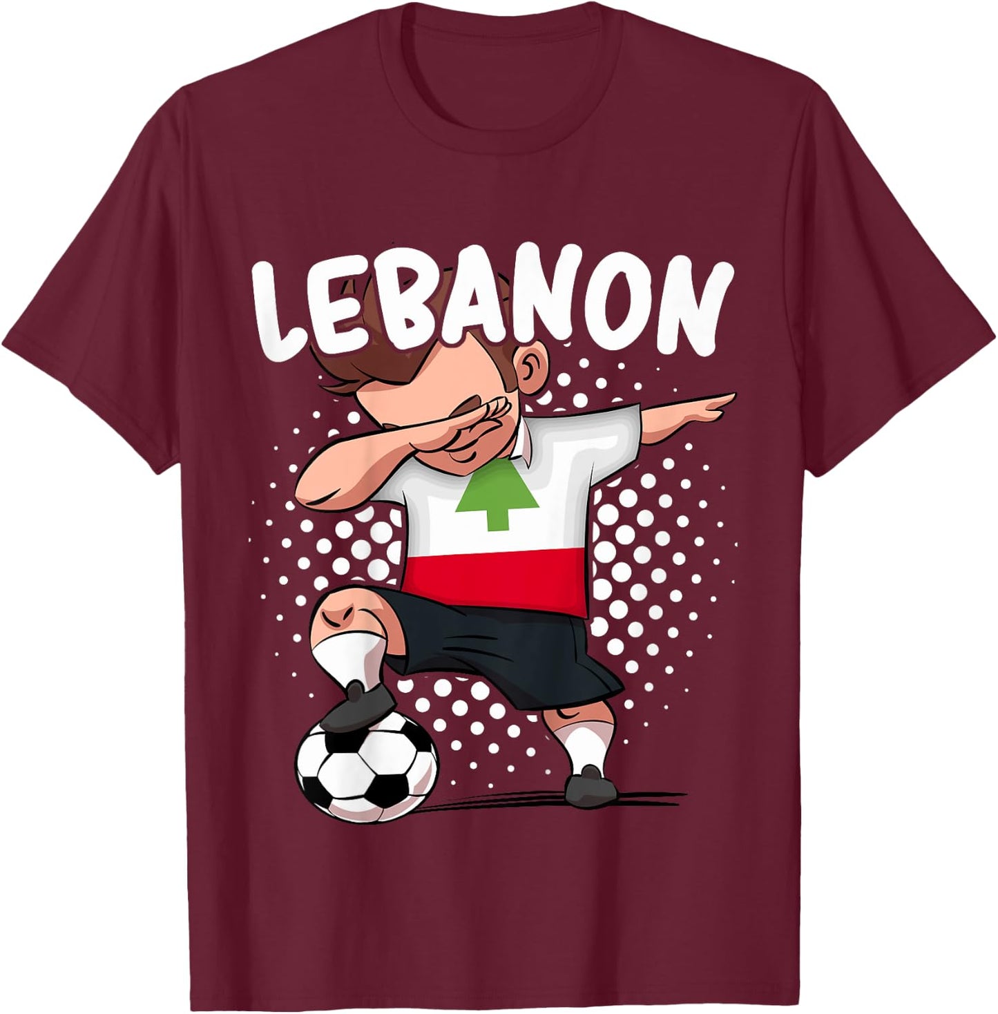Kids Funny Soccer Dab Shirt for Boys Lebanon Soccer Lebanese Gift T-Shirt - T-Shirt | Maroon