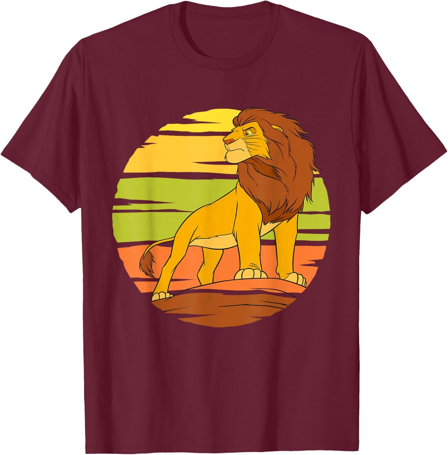 Disney The Lion King Adult Simba Pride Rock Sun T-Shirt - T-Shirt | Maroon