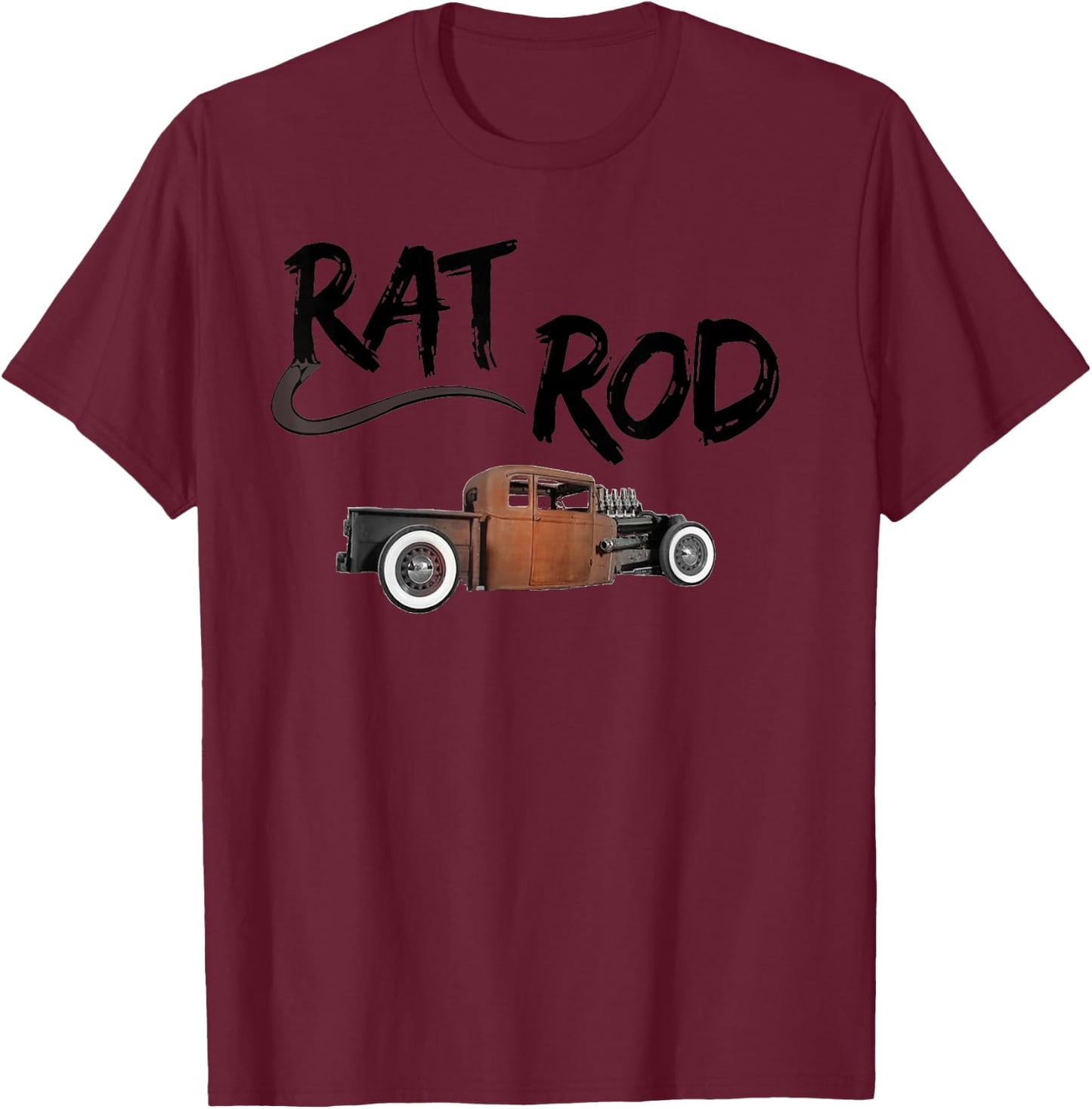 Rat Rod, Classic, Vintage Hot Rod T-Shirt - T-Shirt | Maroon