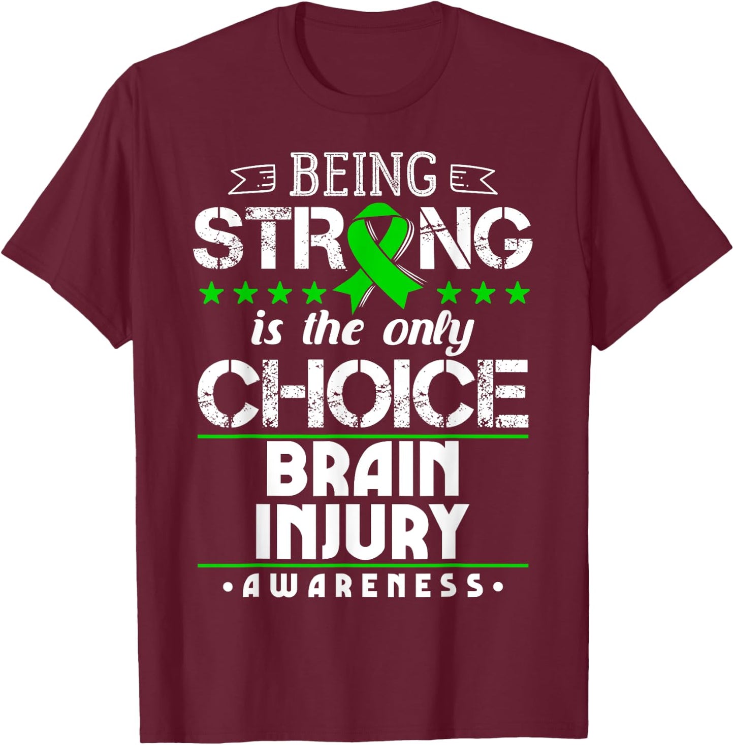 Brain Trauma Gift TBI Intracranial Injury Awareness Ribbon T-Shirt - T-Shirt | Maroon