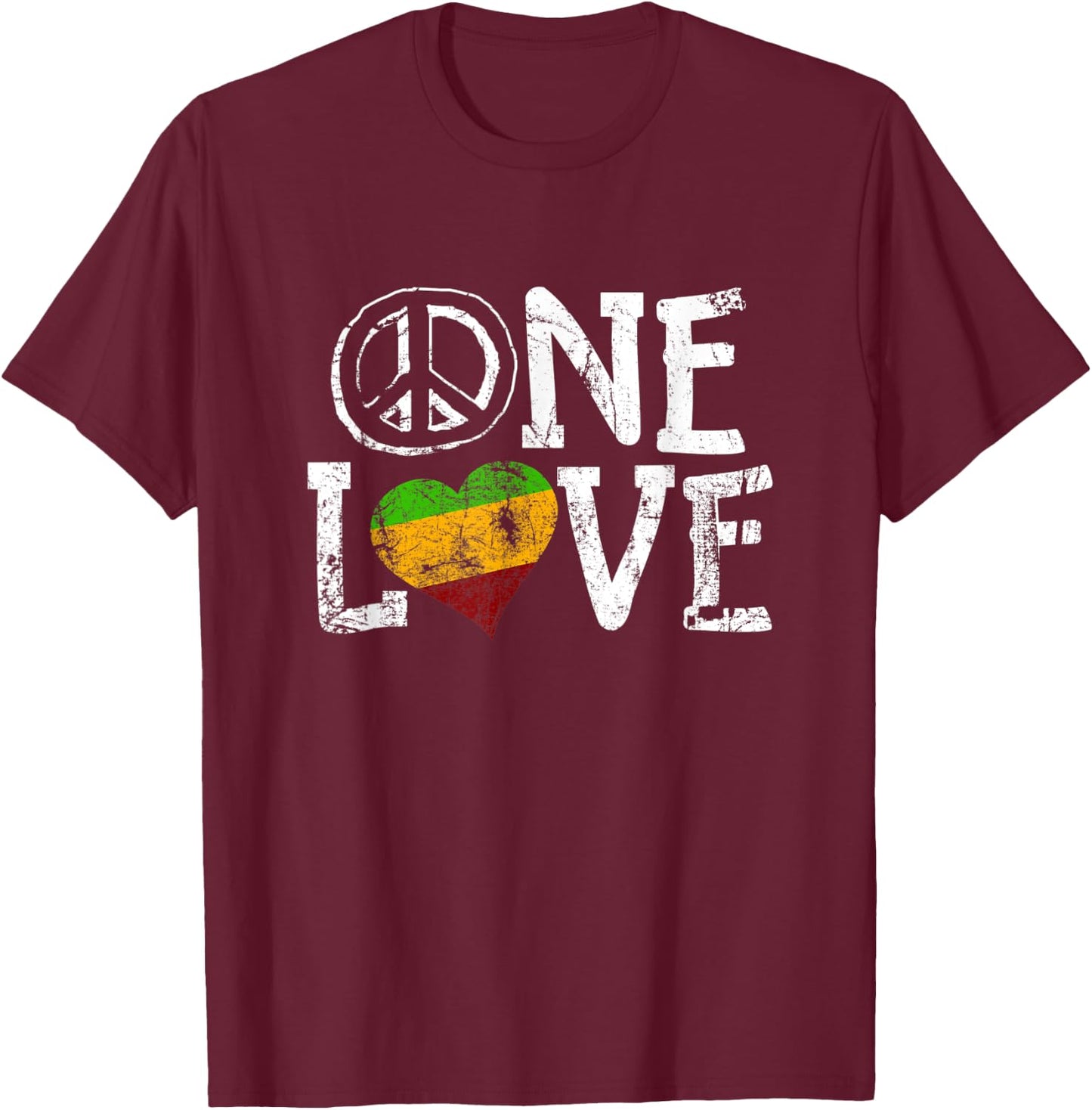 One Love Rastafari Shirt Africa Retro Vintage T-Shirt - T-Shirt | Maroon